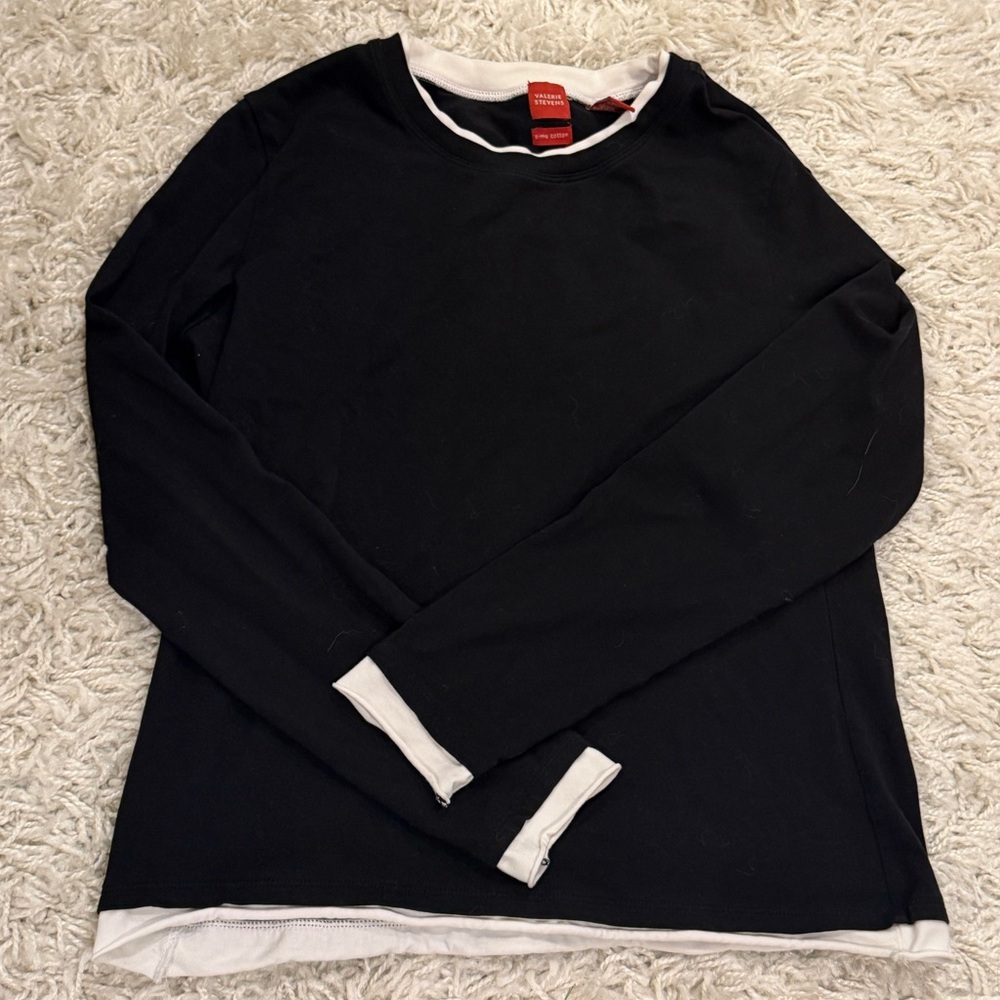 Valerie Stevens Black Top with White Accents